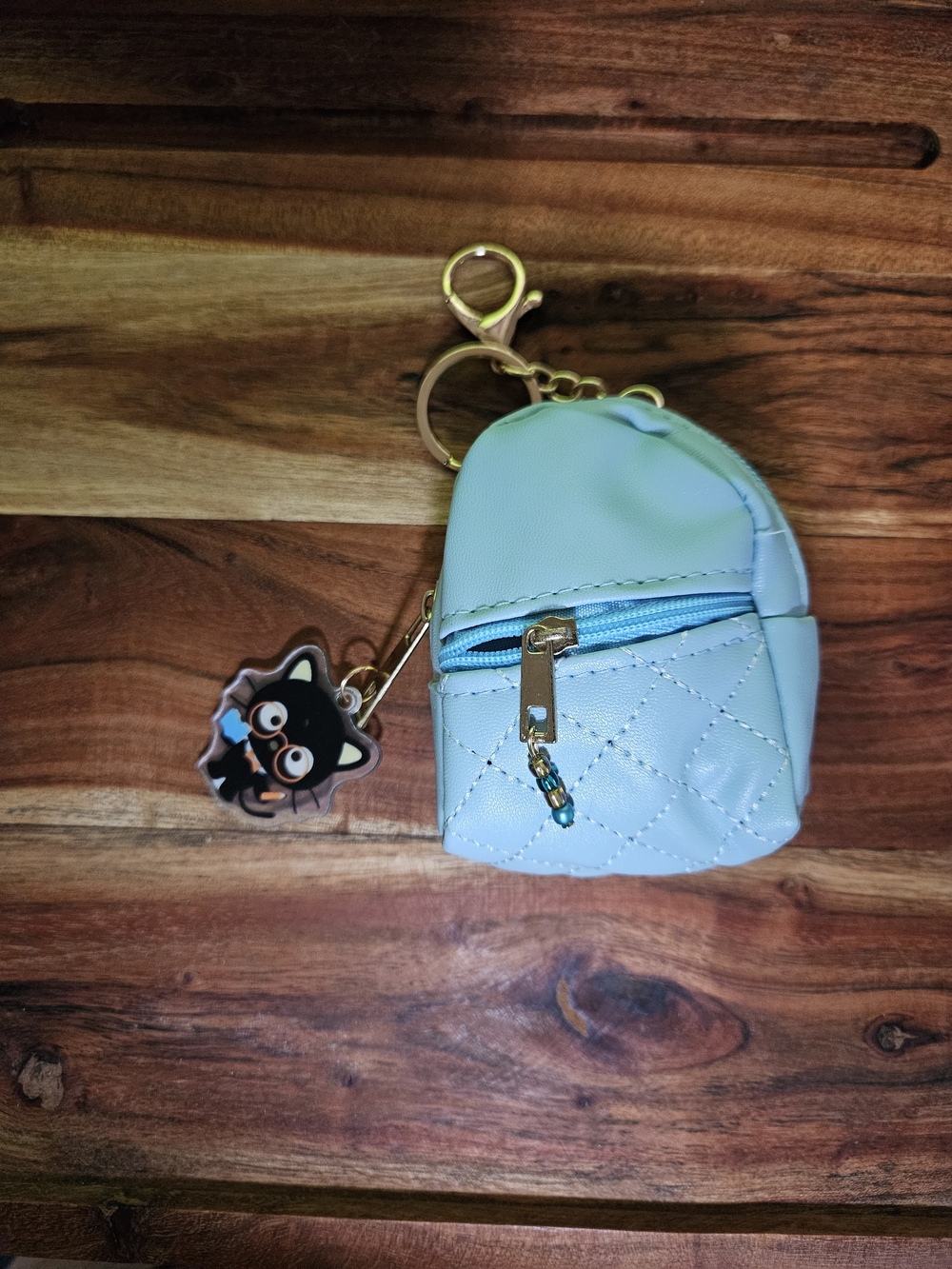 Chococat Mini Quilted Keychain Backpack - Light Blue